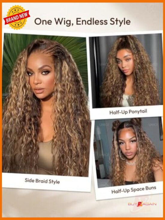 Water Wave 13x4 Lace Front Human Hair Wig Glueless Drawstring Pre Plucked main image 4
